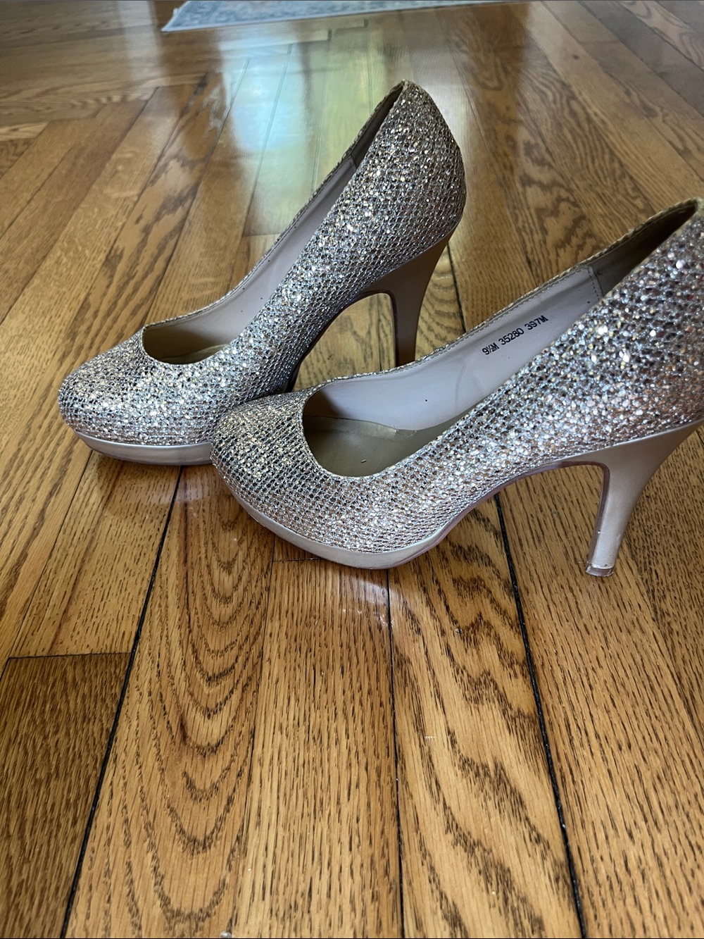Touch Ups Champagne Glitter Platform Stiletto Pumps